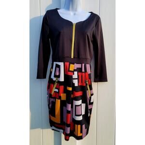 Awesome Vintage 70's Print Miusol BOHO Mod Graphic Print Dress Size Medium M
